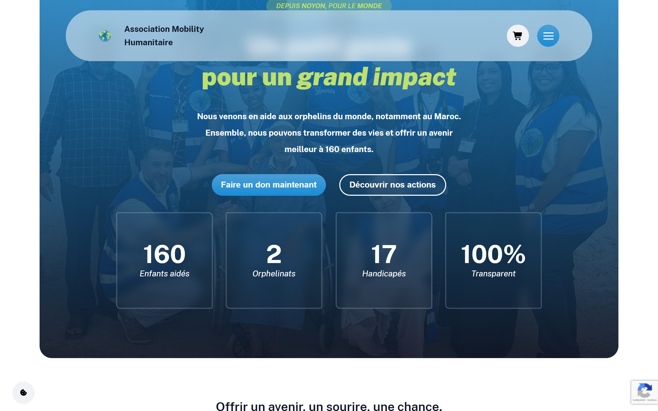Association Mobility Humanitaire — Un site humanitaire pour soutenir des enfants orphelins et valoriser des actions concrètes.