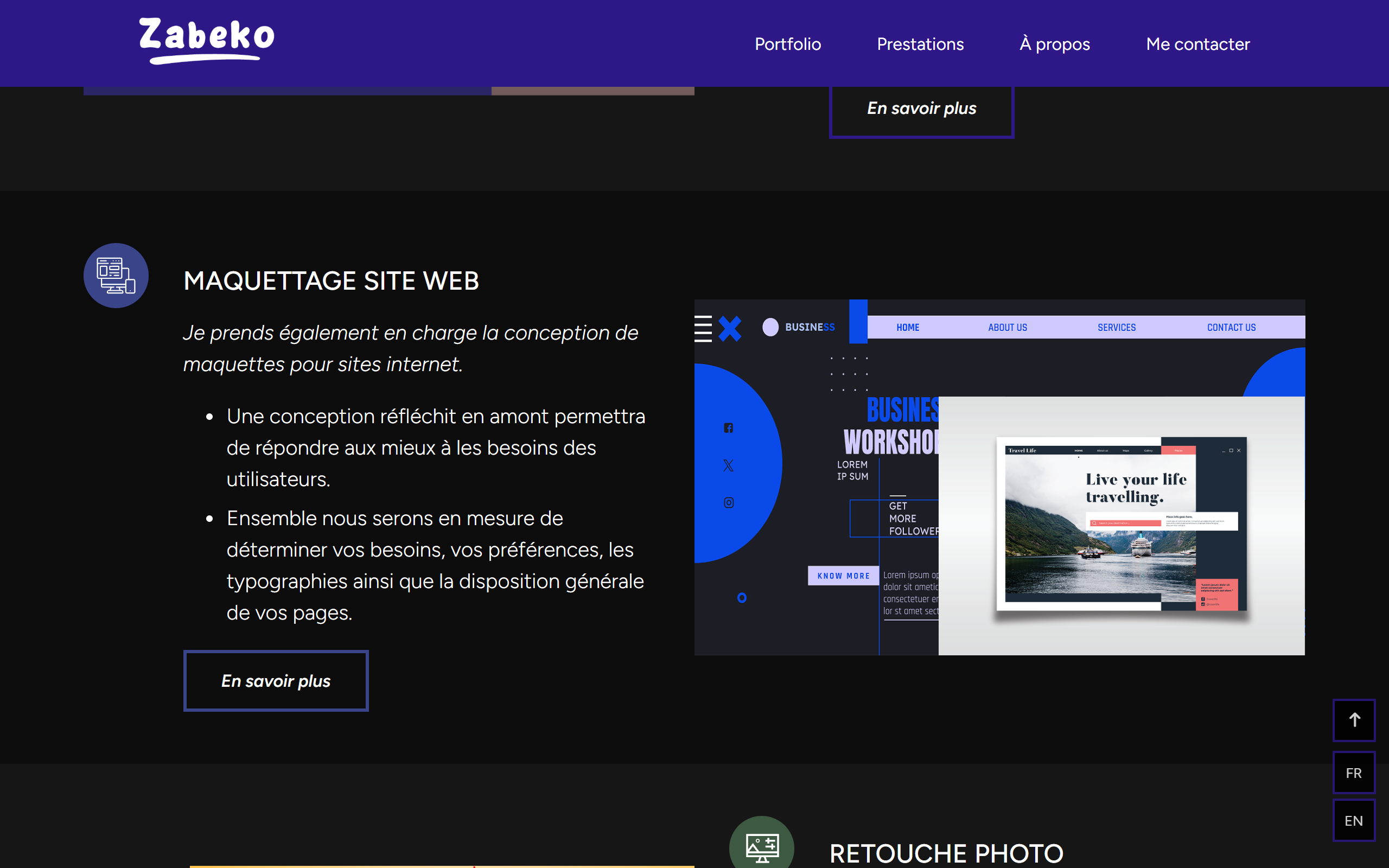Zabeko - Portfolio — Portfolio graphiste : logos, identité visuelle, retouche photo et supports imprimés.
